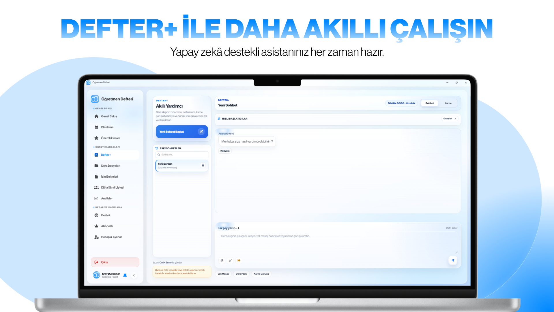 Defter+ ekranı